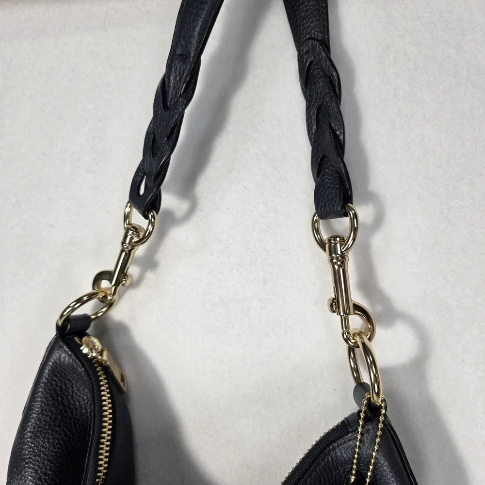 COACH ABBY Navy Blue Pebbled Leather Hobo Shoulder Duffle Bag Purse Tote F31507